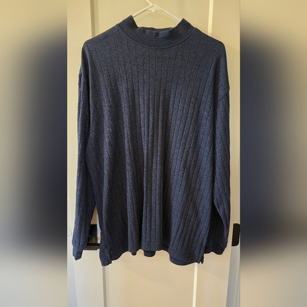 George Men's Dark Blue Heather Knit Sweater Size L